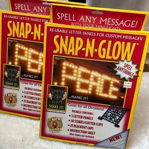 2 pack Snap-N-Glow Reusable Letter Panel Custom Message Lights & Lite Cap W/ Ext